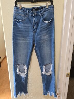 Lucky & Blessed Light Blue Distressed Cropped Jeans